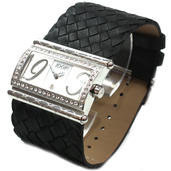 JOOP! Expression black silver Damen Armbanduhr Lederband Strass JP100362005